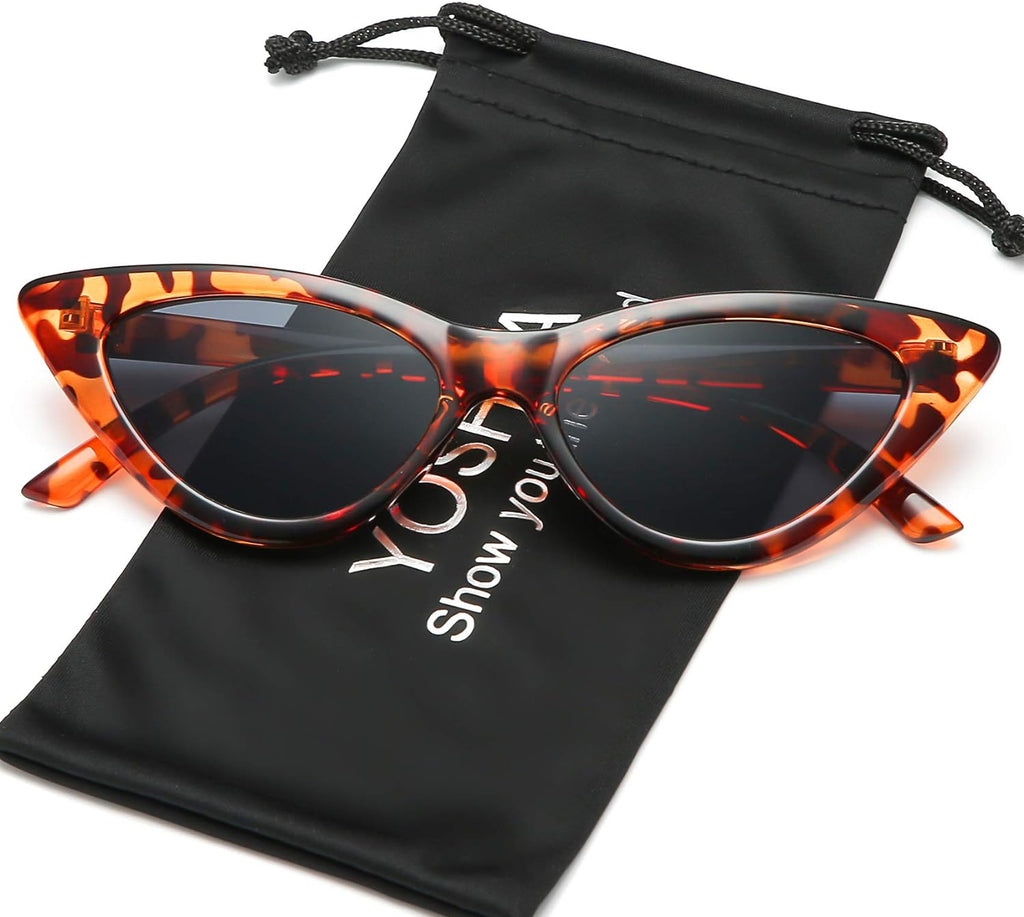 Cat Eye Sunglasses for Women, Retro Narrow Pointy Cateye Womens Sun Glasses