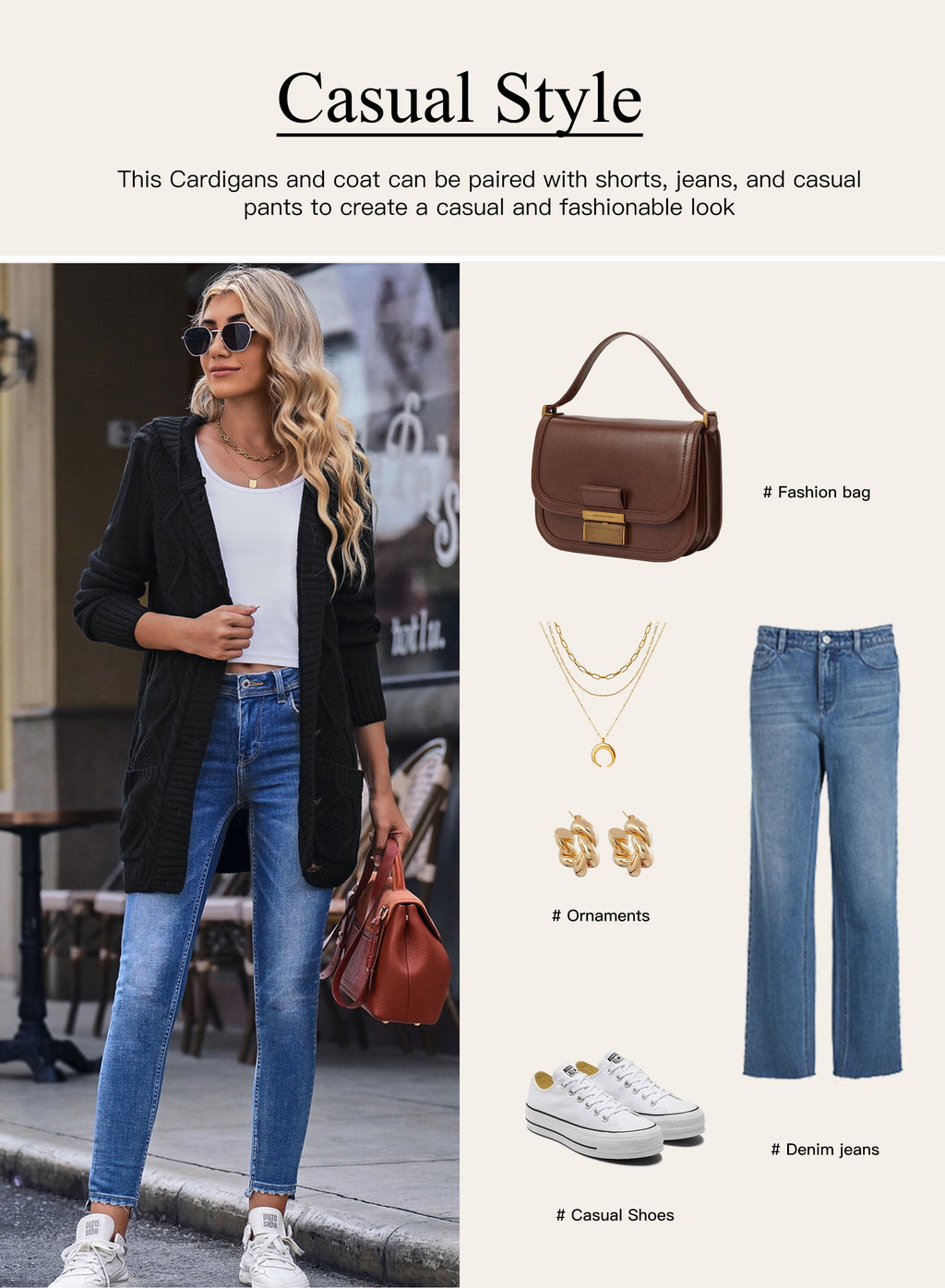 Hooded Cardigan Sweaters for Women Long Sleeve Button down Knit Sweater Coat Outwear with Pockets