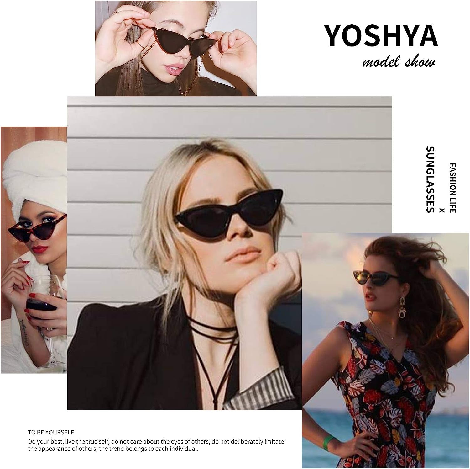 Cat Eye Sunglasses for Women, Retro Narrow Pointy Cateye Womens Sun Glasses