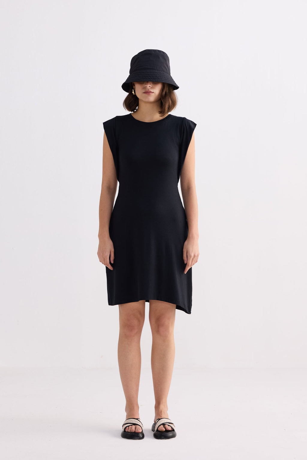 Muscle Tee Short Dress in Black
