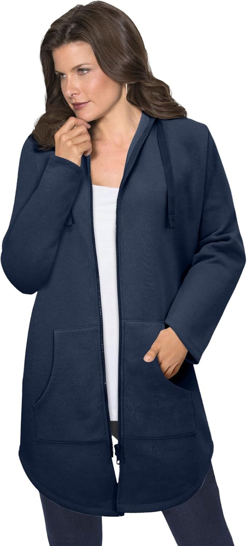 Women'S plus Size Fleece Zip Hoodie Sweatshirt