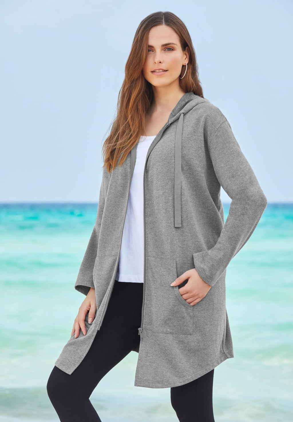 Women'S plus Size Fleece Zip Hoodie Sweatshirt