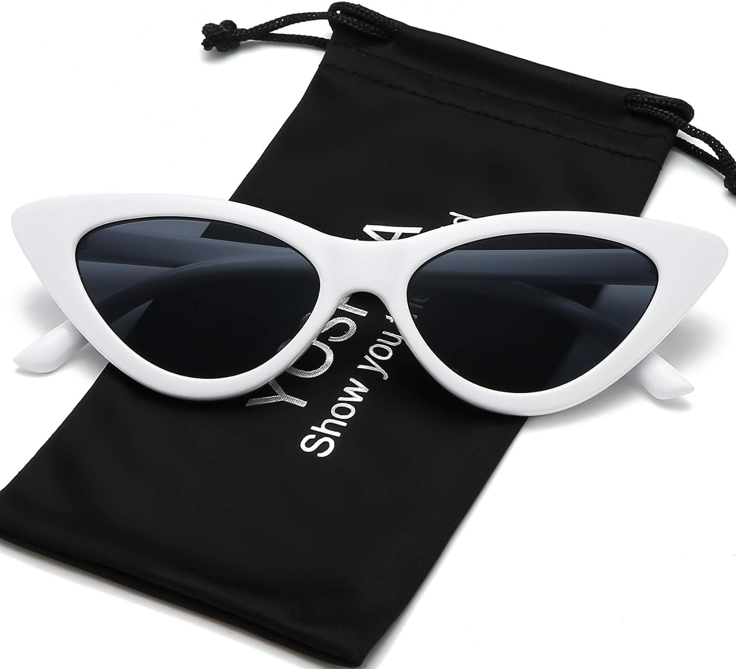 Cat Eye Sunglasses for Women, Retro Narrow Pointy Cateye Womens Sun Glasses