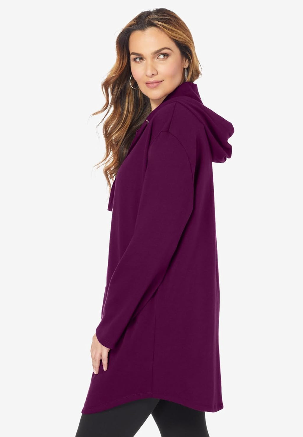 Women'S plus Size Fleece Zip Hoodie Sweatshirt